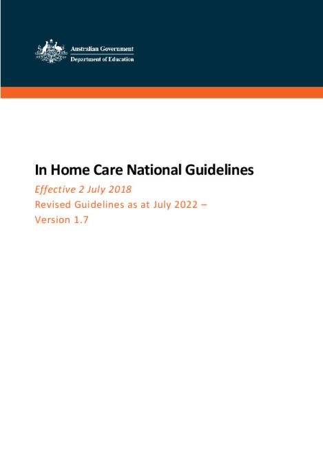 In Home Care National Guidelines - Department Of Education, Australian ...